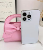 Mini Pink Bow Crossbody bag with Chain Strap