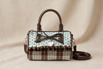 Starlight Bow Mini Boston Bag – Vintage Plaid & Ruffle Shoulder Bag