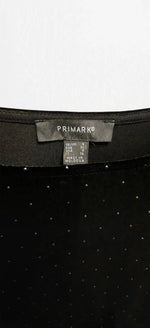 Primark Black Velvet Mini Dress Silver Diamante Dots - Size 4 / XS - Long Sleeve Party Dress
