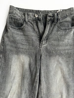 Grey Acid Wash Wide Leg Jeans – Size XS – High Waisted Baggy Fit