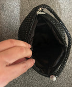Black Rainstone Evening Wristlet Bag - Sparkly Party Clutch