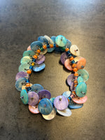 Colorful Mother of Pearl Shell Bracelet | Boho Beach Beaded Bracelet | Handmade Summer Bracelet | Pastel Disc Shell Jewelry