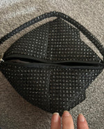 Black Rainstone Evening Wristlet Bag - Sparkly Party Clutch
