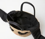 Cute Woven Straw Face Tote - Summer Beach Bag with Bow