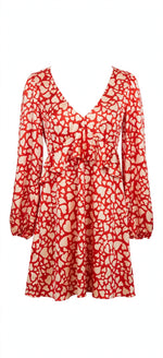 New Look Red Heart Print Ruffle Mini Dress UK 10 EU 38 US 6 BNWT
