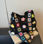Midnight Bloom - Handmade Crochet Granny Tote
