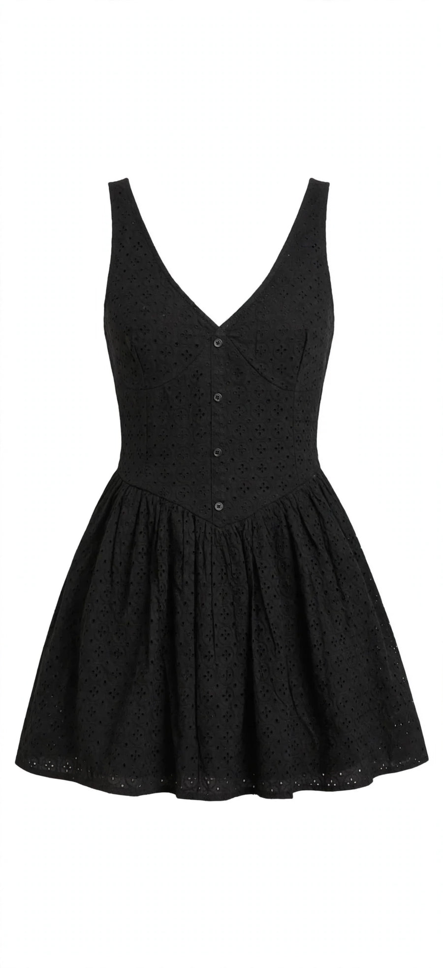 Primark Black Broderie Anglaise Mini Dress - Size 8 - Brand New with Tags