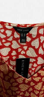 New Look Red Heart Print Ruffle Mini Dress UK 10 EU 38 US 6 BNWT