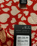 New Look Red Heart Print Ruffle Mini Dress UK 10 EU 38 US 6 BNWT