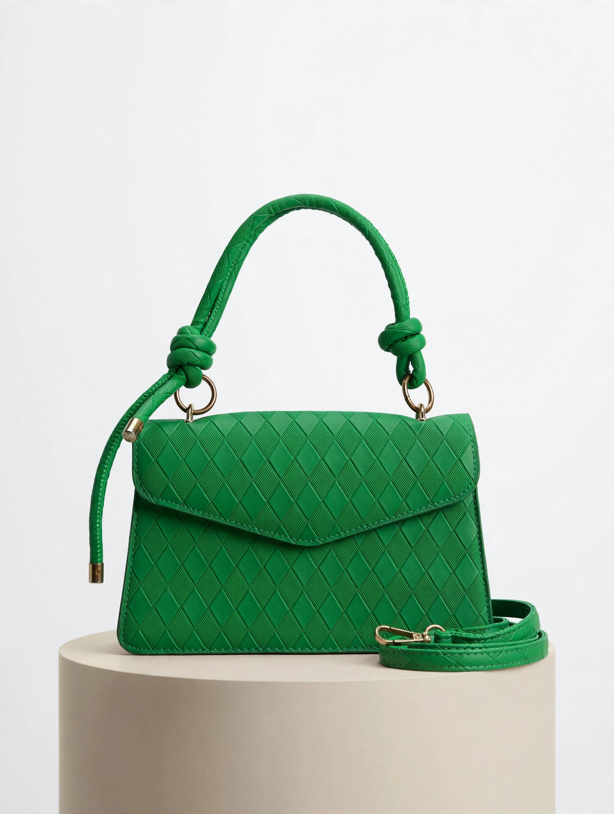Vibrant Emerald Green Quilted Shoulder bag – Top Handle & Crossbody