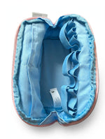 Baby Blue Quilted Makeup Bag - Puffy Cosmetic Bag with Brush Holders - Travel Toiletry Pouch