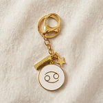 Cancer Zodiac Keychain Gold – Cute Enamel Star Charm Gift | June 21 - July 22