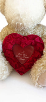 Cream Teddy Bear with Red Heart Photo Frame - I Love You Picture Frame Teddy Gift