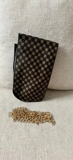 Brown Monogram Phone Pouch Bag | Mini Crossbody Chain Bag Gold Clasp Small Purse